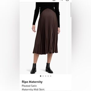 Nordstrom Ripe Maternity Brown Pleated Midi Skirt